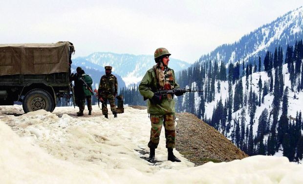 Army Jawan on guard in Jammu and Kashmir