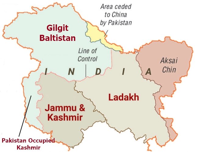 Map of Jammu & Kashmir and Gilgit Baltistan